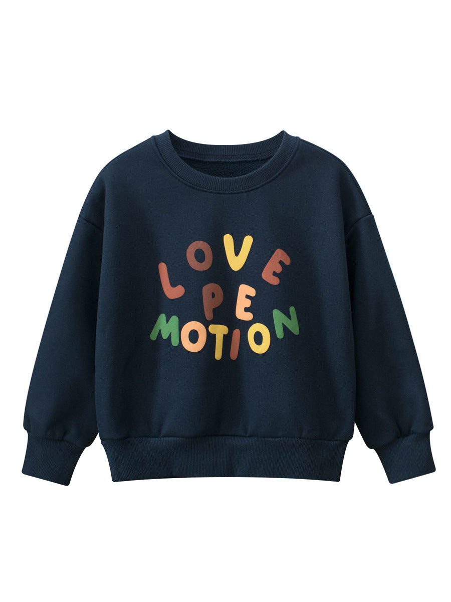 Baby Boy Kids Letters Pattern Crew Neck Long Sleeves Warm Cozy Pullover-1