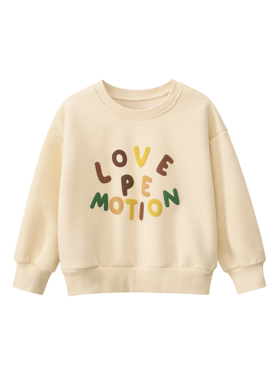 Baby Boy Kids Letters Pattern Crew Neck Long Sleeves Warm Cozy Pullover-2