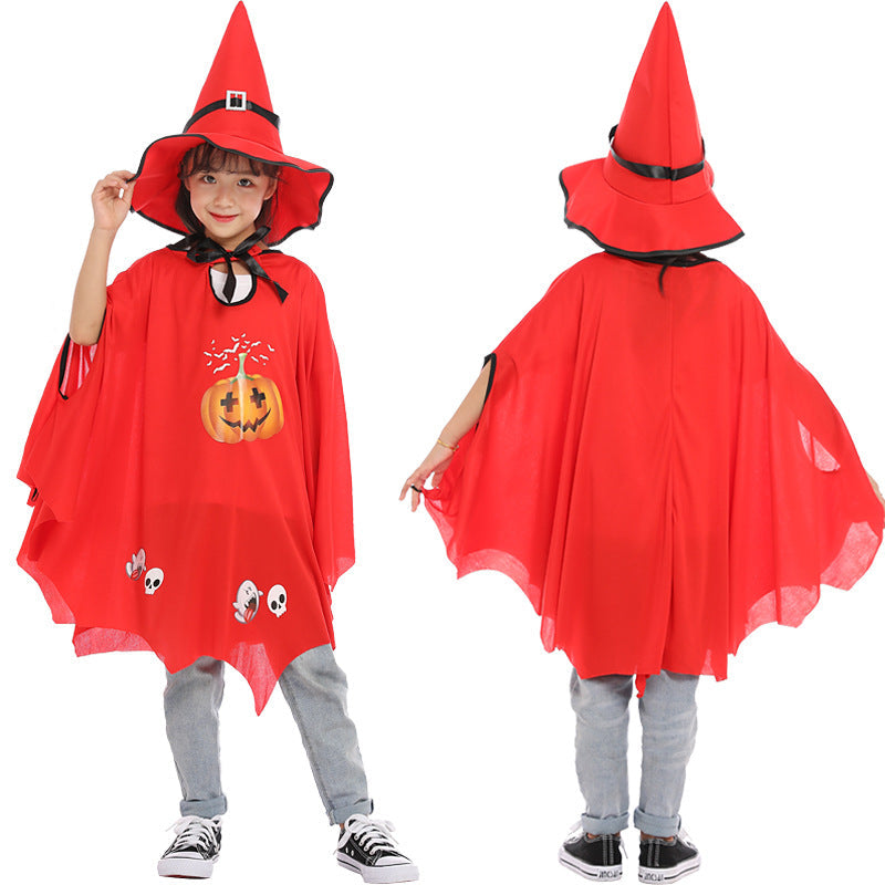 Halloween Witch Cosplay Costume Pumpkin Cloaks With Hats-1