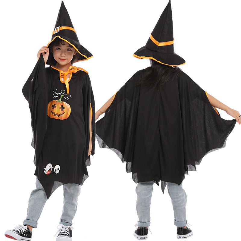 Halloween Witch Cosplay Costume Pumpkin Cloaks With Hats-2