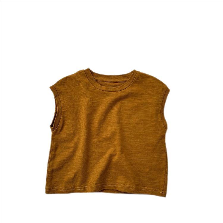 Kids Unisex Crew Neck Sleeveless Thin Solid Color Top Vest-4