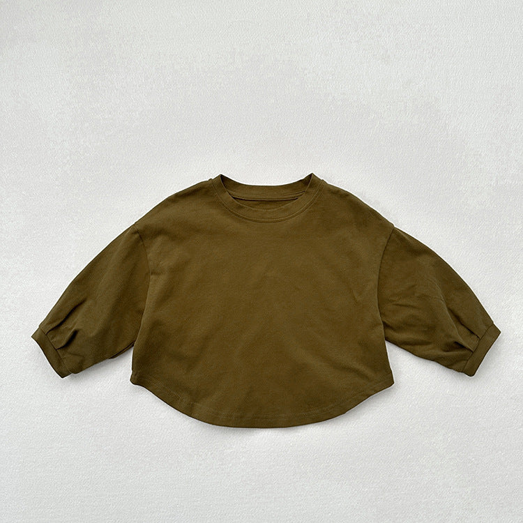 Baby Kids Unisex Casual Solid Color Crew Neck Long Sleeves Base Shirt-5