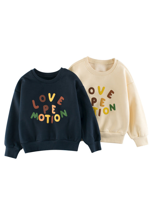 Baby Boy Kids Letters Pattern Crew Neck Long Sleeves Warm Cozy Pullover-0