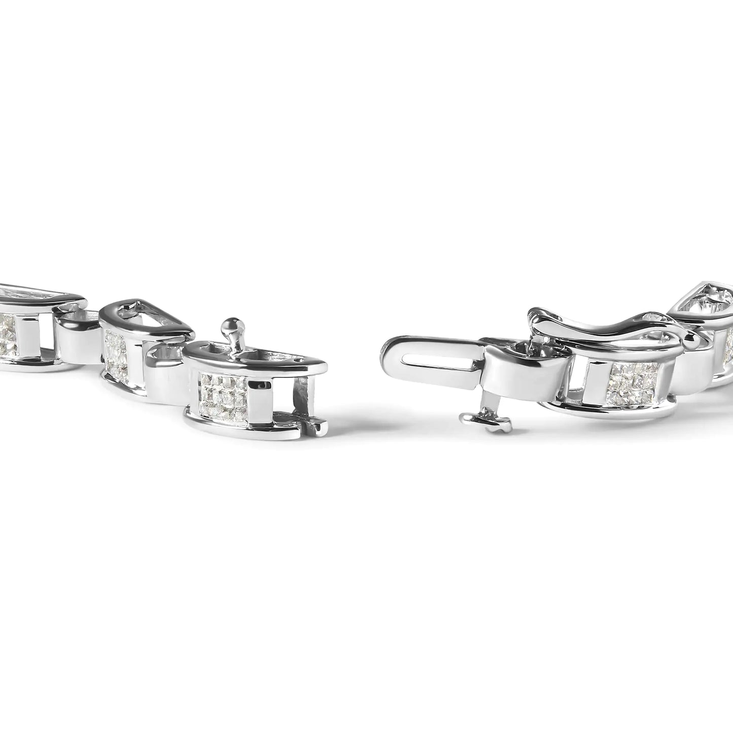 14K White Gold 1.00 Cttw Princess-Cut Diamond Link Bracelet (I-J Color, I1-I2 Clarity) - Size 7.25