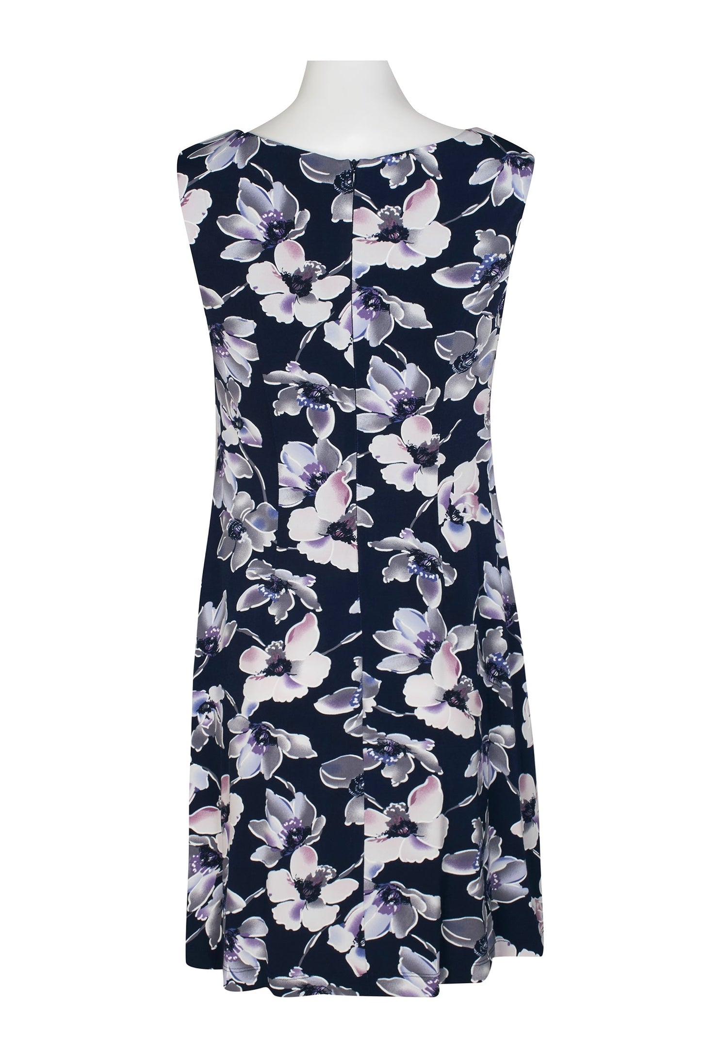 Connected Apparel Scoop Neck Sleeveless Zipper Back Floral Print Fit & Flare Jersey Dress with Pockets-1