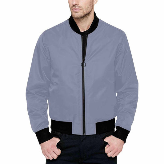 Mens Jacket, Cool Gray And Black Bomber Jacket-0