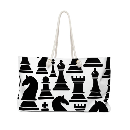 Weekender Tote Bag For Work/school/travel, Black And White Chess Print-0