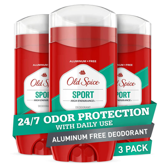 Old Spice Aluminum Free Deodorant for Men, High Endurance Sport Scent, 24/7 Odor Protection, 3 oz (Pack Of 3)