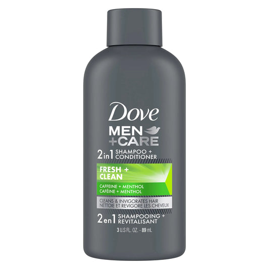 Dove Men+Care Fortifying 2 in 1 Shampoo and Conditioner for Normal to Oily Hair Fresh and Clean with Caffeine Helps Strengthen Thinning Hair 3 oz 3 Fl Oz (Pack of 1)