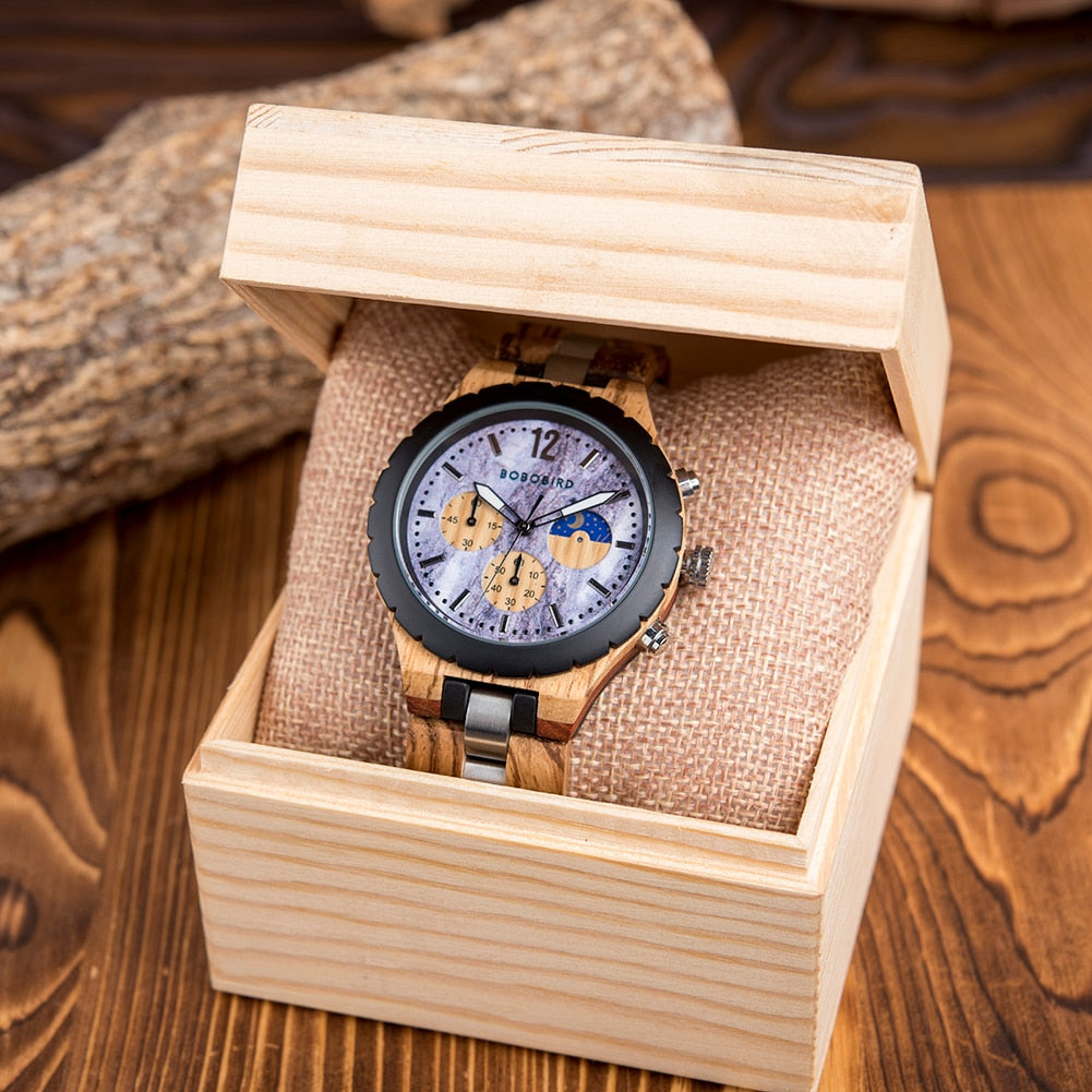 Luxury Wooden Chronograph Watch for Men