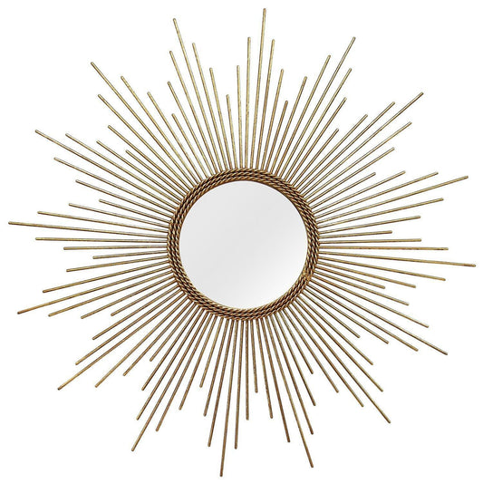 26 Round Gold Metal Sunburst Framed Wall Mirror - American Smart