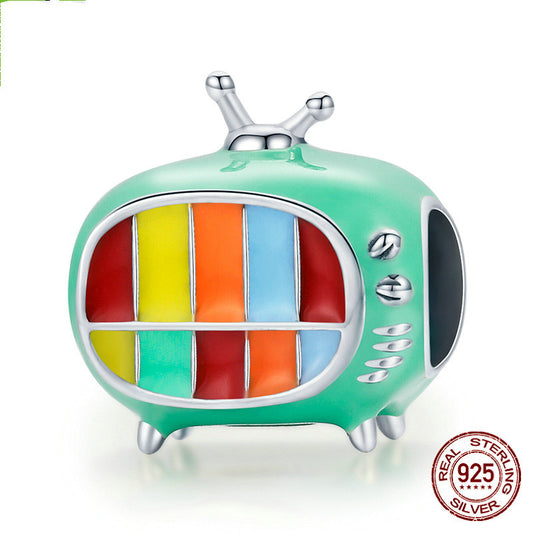 Color: Color TV - Mini Kitchenware Color Tv Series Diy Beaded Creative Drip Oven S925 Silver Bead Jewelry