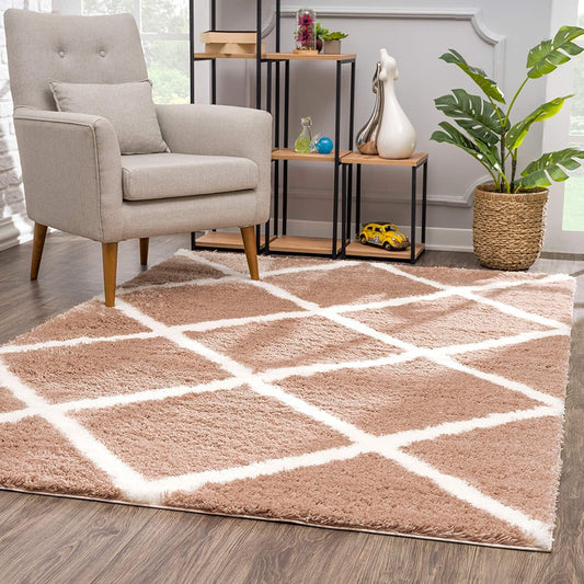 3' X 5' Beige Geometric Area Rug - American Smart