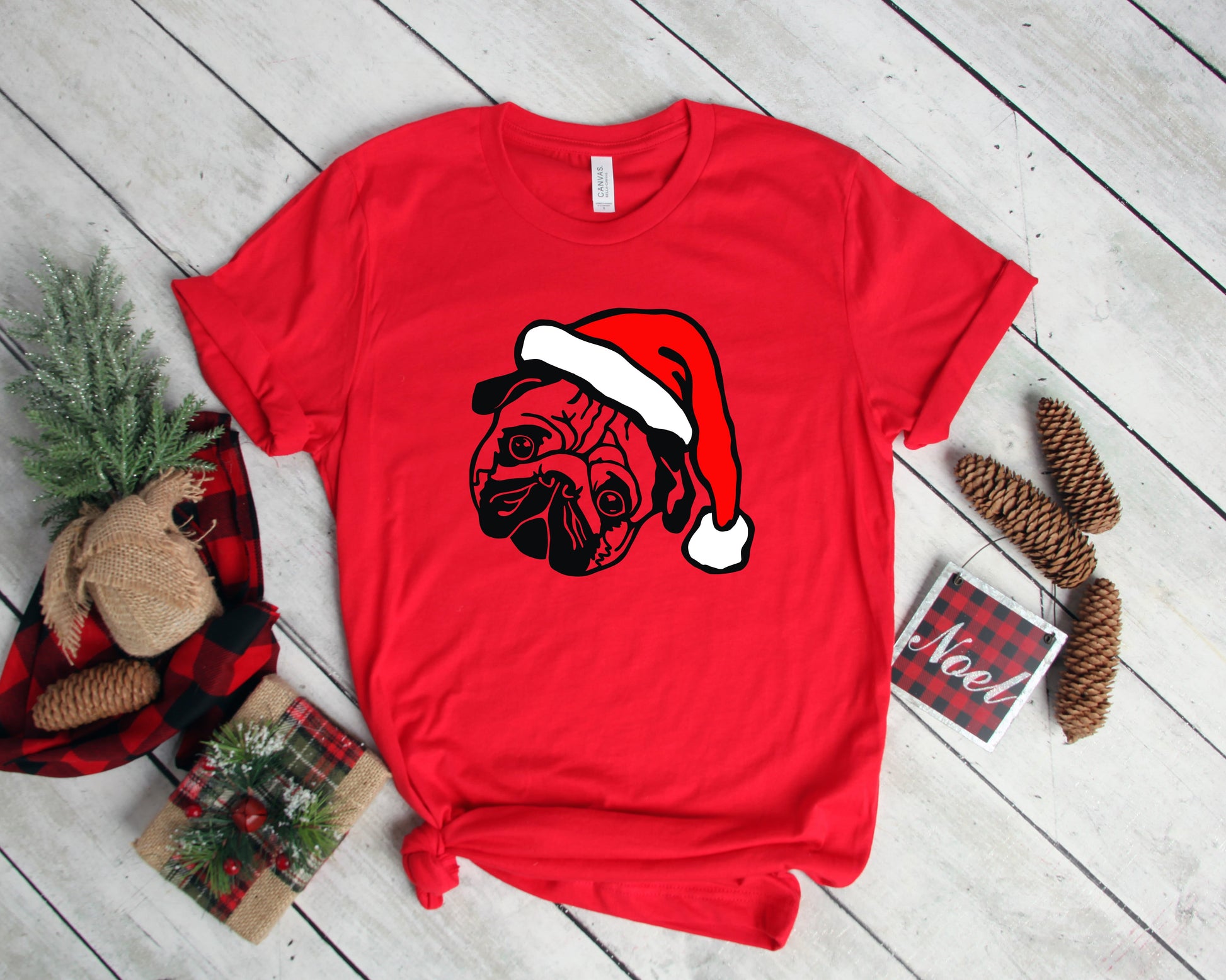 Santa Pug Shirt, Pug Christmas Shirt, Dog Lover Shirt - American Smart