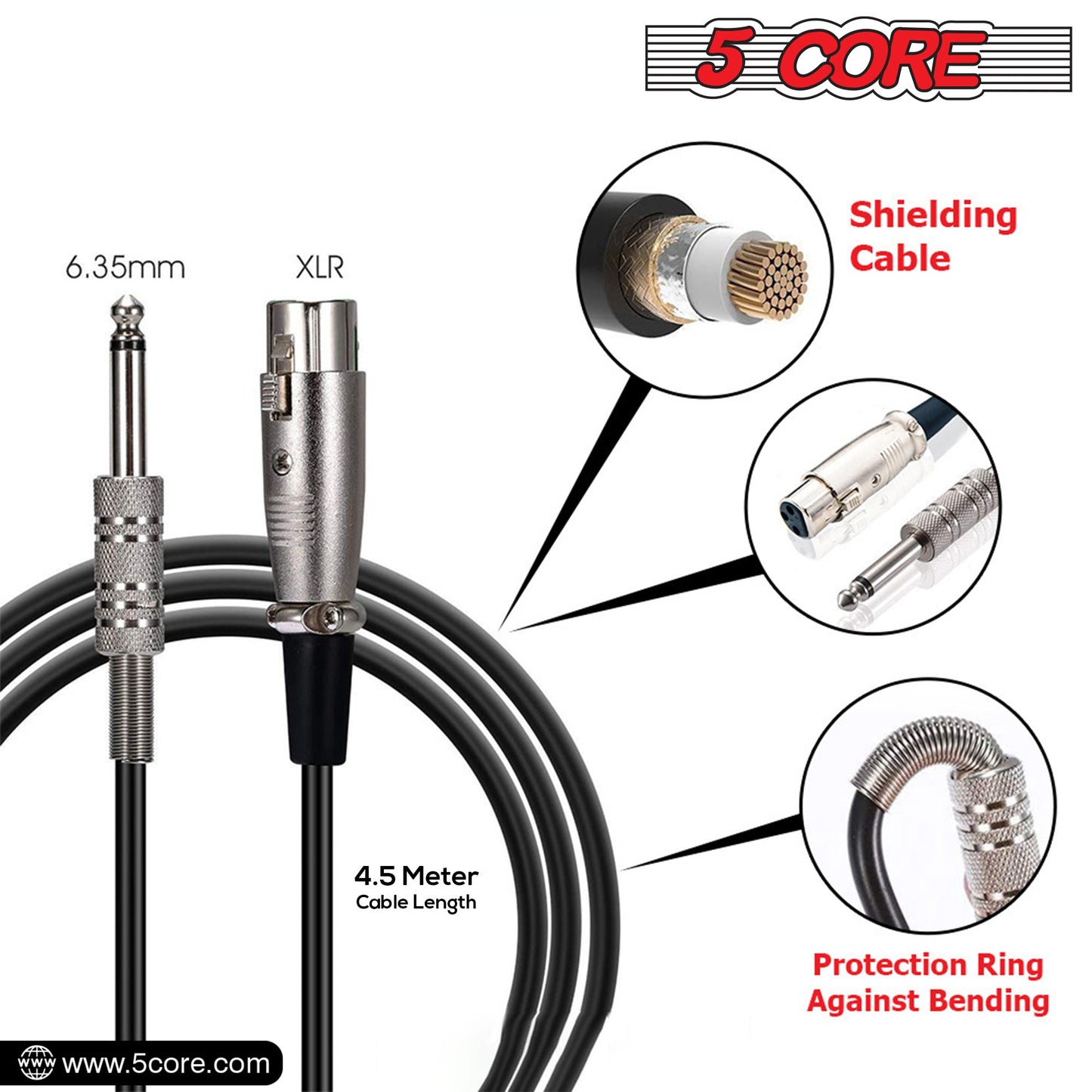 5 Core 4 Pieces Microphone Pro Microfono Dynamic Mic XLR Audio Cardiod Vocal Karaoke ND 909 CHROME 4PCS-3