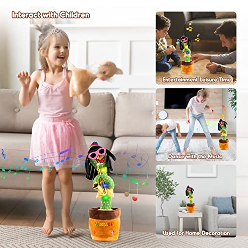 Kids Dancing Talking Cactus Toys for Baby Boys and Girls, Talking Sunny Cactus Toy Electronic Plush Toy Singing, Record & Repeating What You Say with 120 English Songs and LED Lighting for Home Decor - American Smart