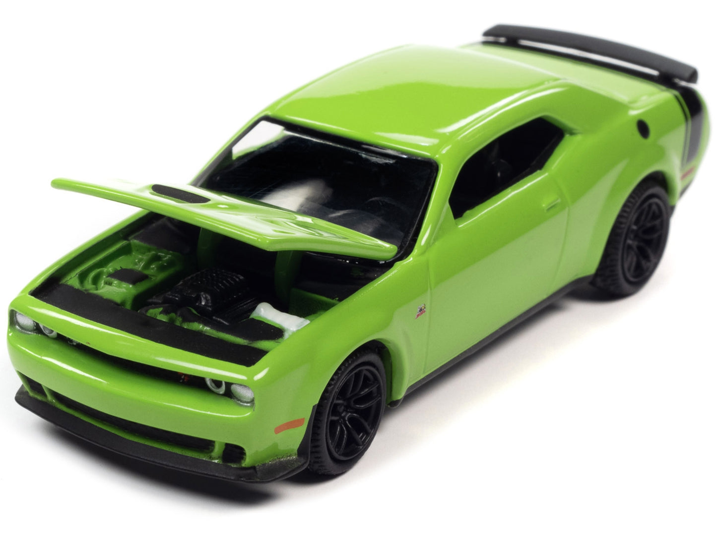 2019 Dodge Challenger R/T Scat Pack Sublime Green with Black Tail Stripe "Modern Muscle" Limited Edition 1/64 Diecast Model Car by Auto World