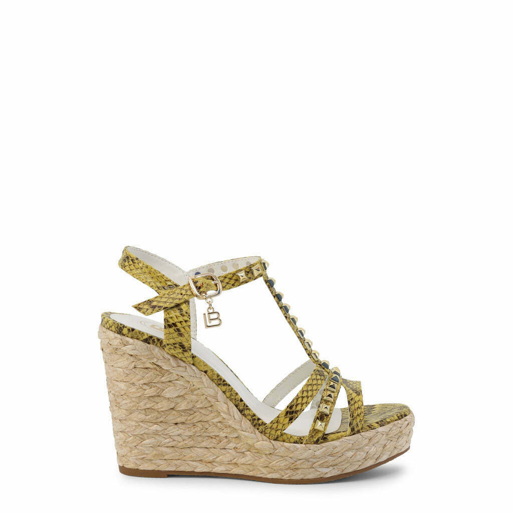 Yellow Snakeskin Wedge Sandals - American Smart