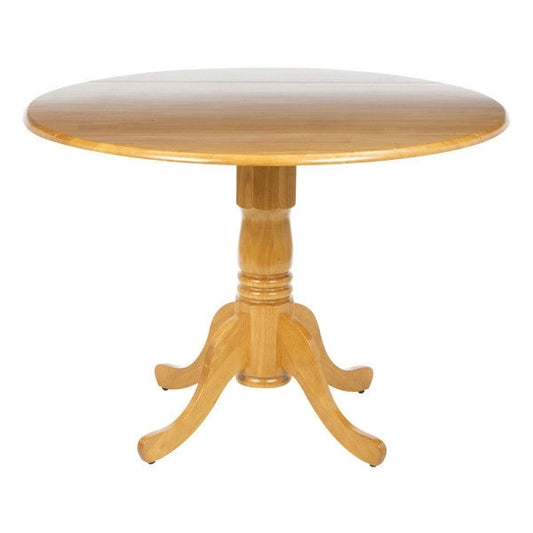 Round 42-inch Drop-Leaf Dining Table in Oak Wood Finish - American Smart