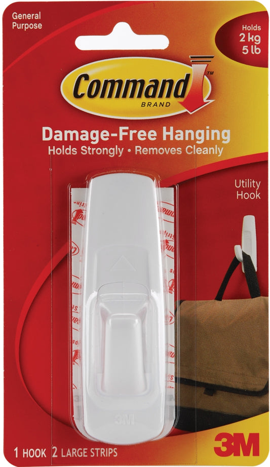 Command Large Utility Hooks-White 1 Hook & 2 Strip - American Smart