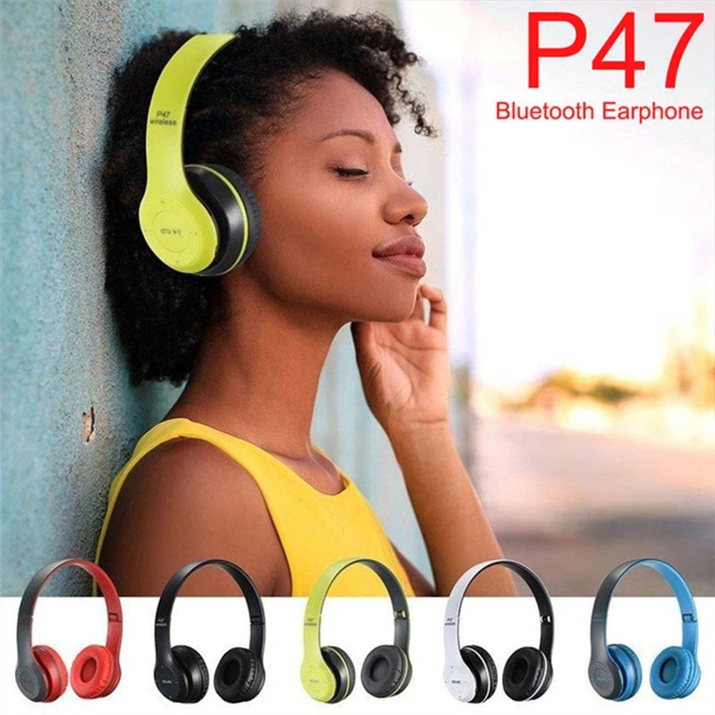 P47 Foldable Wireless  Headphones, Tablet Bluetooth-compatible Headset With Mic, Compatible For Mobile Xiaomi Iphone Sumsamg black