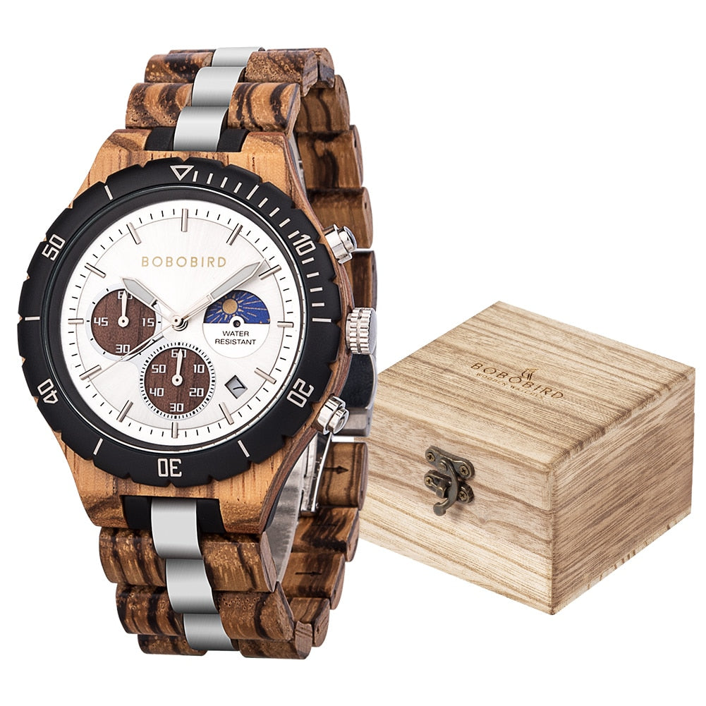 Luxury Wooden Chronograph Watch for Men