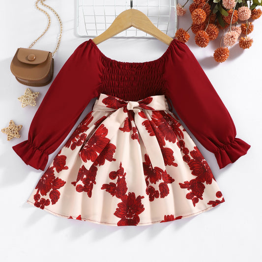 Floral Smocked Flounce Sleeve Dress