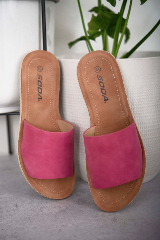 Pink Casual Slide Sandals - American Smart