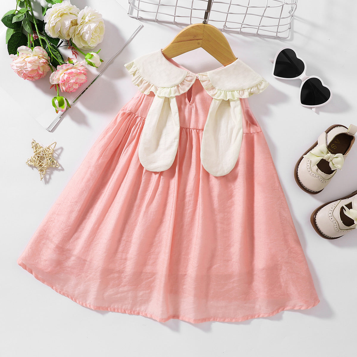 Bunny Ear Peter Pan Collar Sleeveless Dress