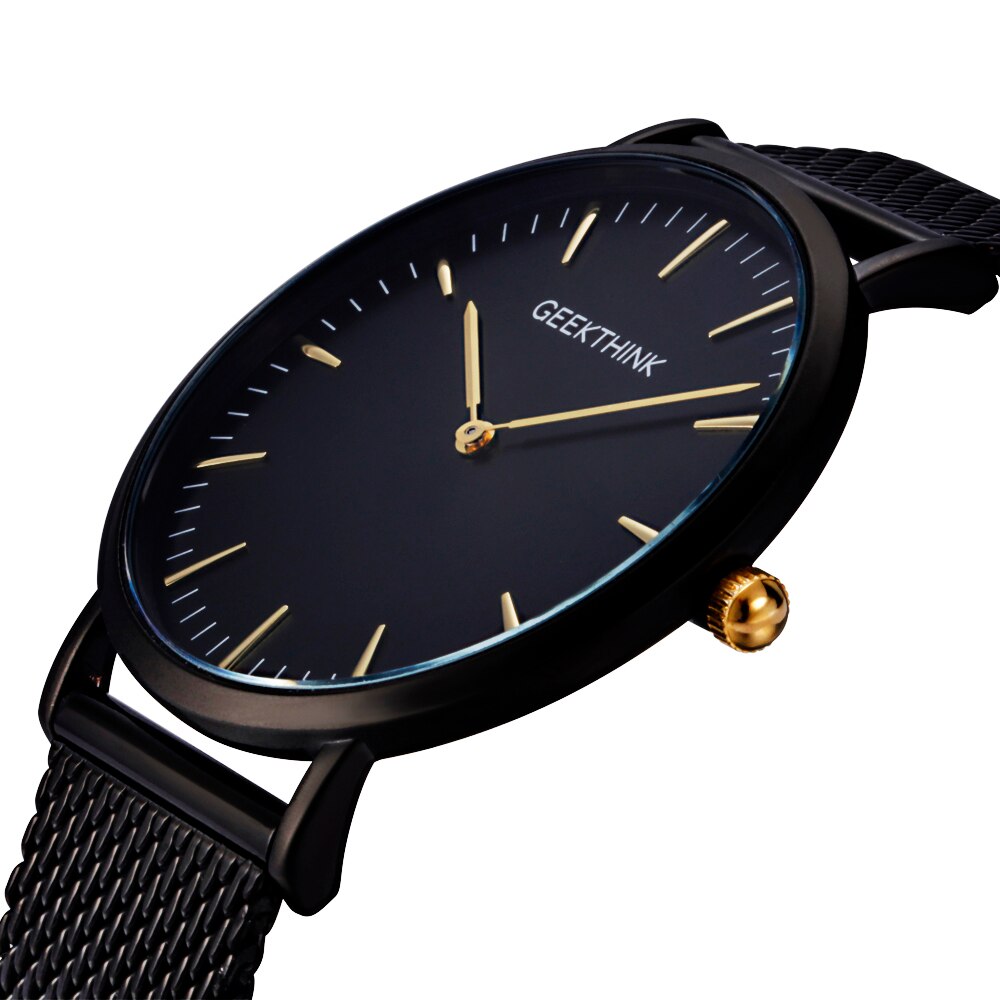 Top Luxury Brand Quartz watch men Black Casual Japan Movt stainless steel Mesh strap ultra thin clock male-35