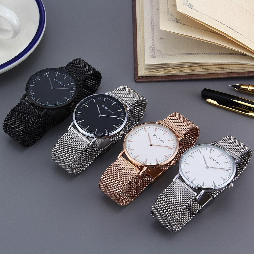 Top Luxury Brand Quartz watch men Black Casual Japan Movt stainless steel Mesh strap ultra thin clock male-34