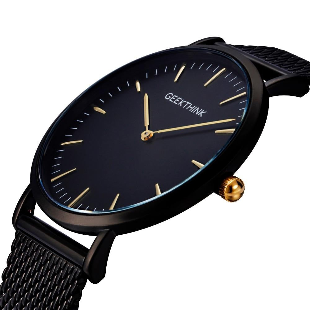 Top Luxury Brand Quartz watch men Black Casual Japan Movt stainless steel Mesh strap ultra thin clock male-25