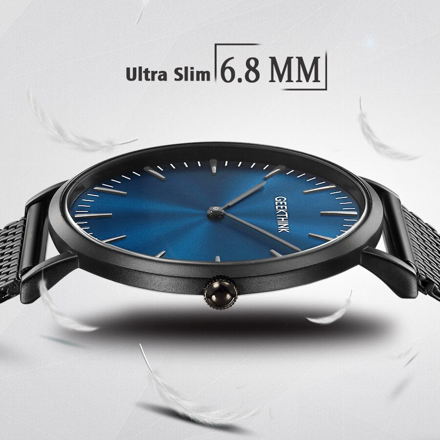 Top Luxury Brand Quartz watch men Black Casual Japan Movt stainless steel Mesh strap ultra thin clock male-41