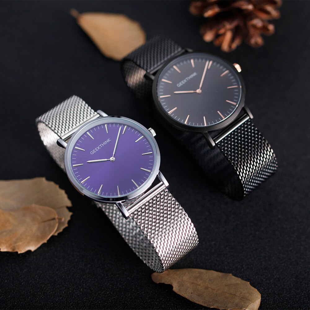 Top Luxury Brand Quartz watch men Black Casual Japan Movt stainless steel Mesh strap ultra thin clock male-46