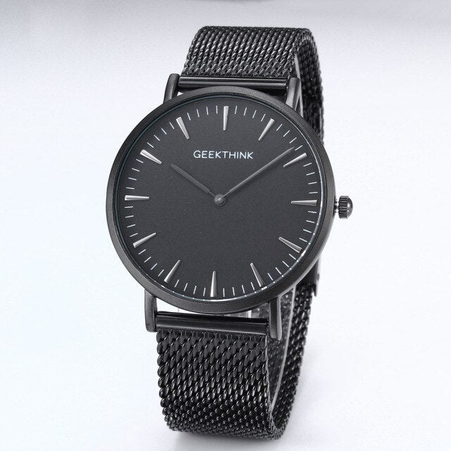 Top Luxury Brand Quartz watch men Black Casual Japan Movt stainless steel Mesh strap ultra thin clock male-8