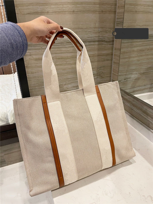 Shipping from: China,Options: black,Color: Cream - European American Fashion Canvas Shopping Bag Women Large Capacity Handbag 45cm Mother And Baby Storage Bags - Pack of [20]