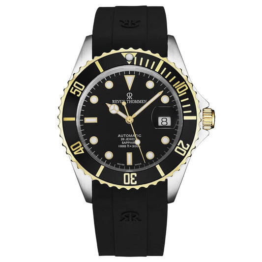 Revue Thommen Men's 'Diver' Black Dial Black Rubber Strap Swiss Automatic Watch 17571.2847